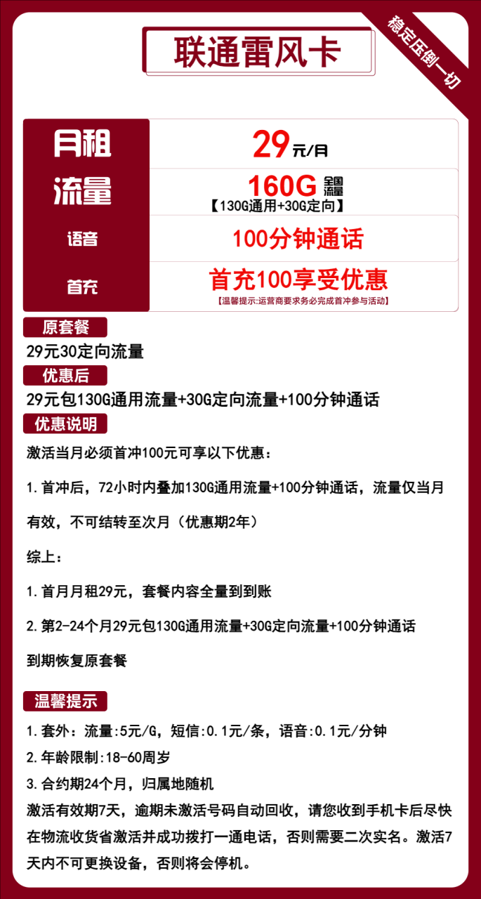 联通雷风卡-小可网络科技-号卡极团-号卡联盟