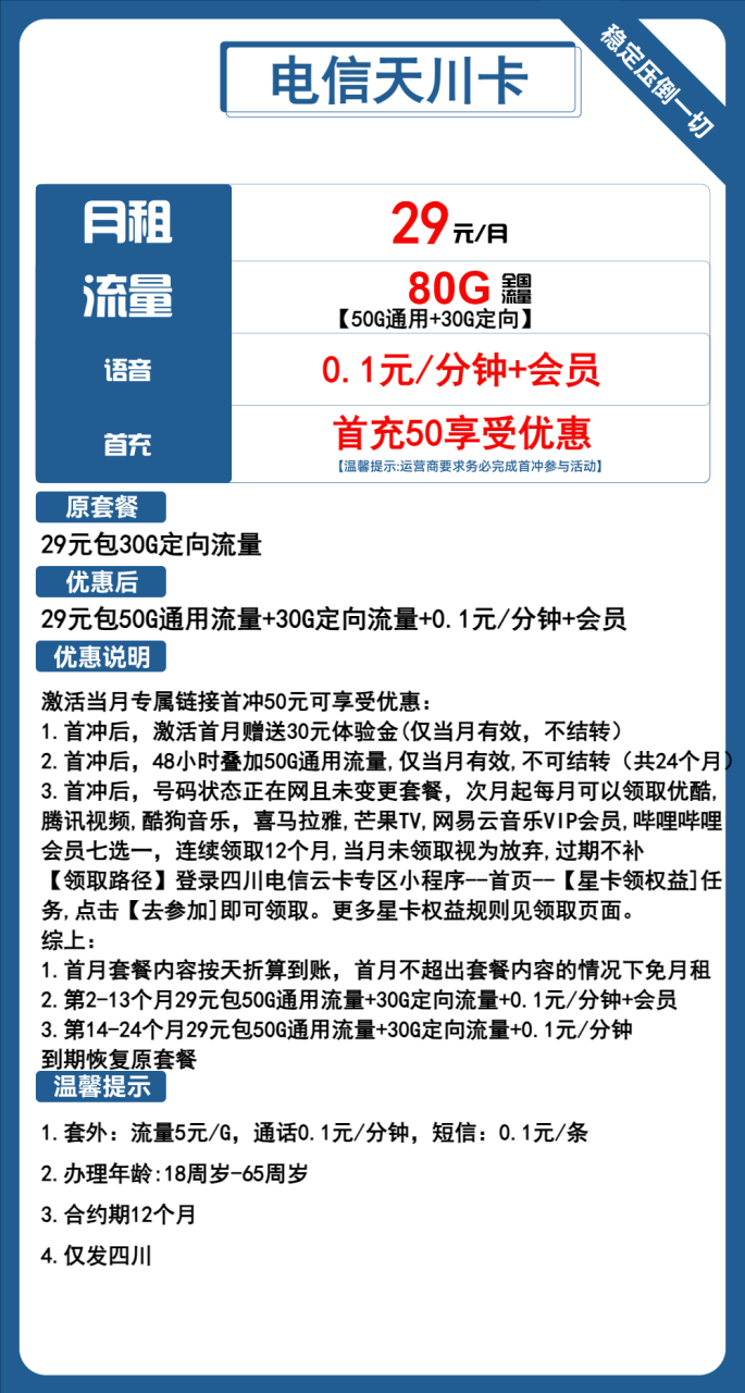 电信天川卡-小可网络科技-号卡极团-号卡联盟