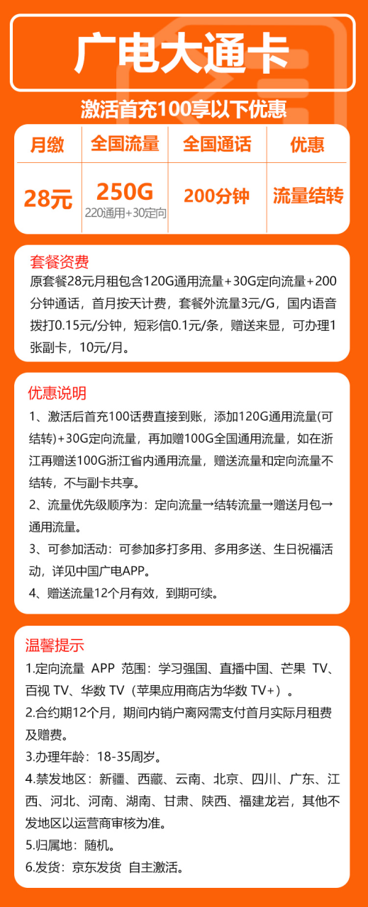 号卡办理-广电大通卡@【发全国，到期可续】-220G通用+30G定向+200分钟-172号卡-号卡极团-号卡联盟-卡业联盟-号易